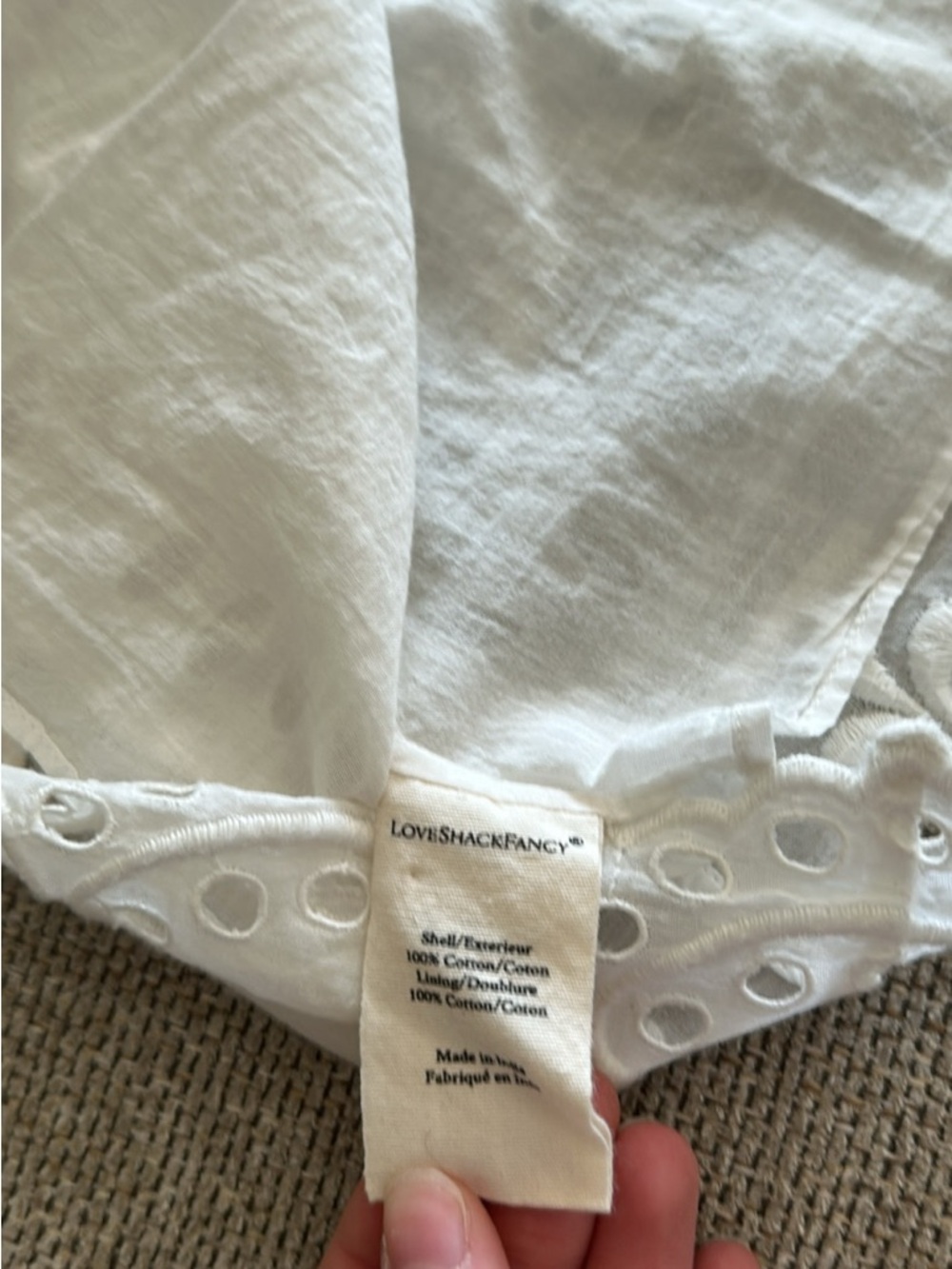 Retired LoveShackFancy Sully Cotton White Eyelet Lace Button-Front Top Size S - Picture 8 of 8